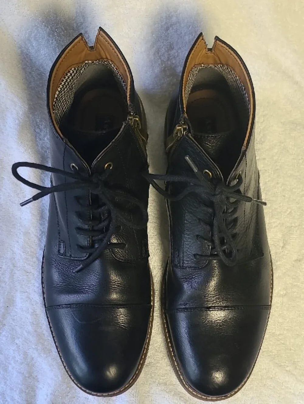 Aston Grey Men's Black Leather Lace-Up Ankle Boots With Side Zipper